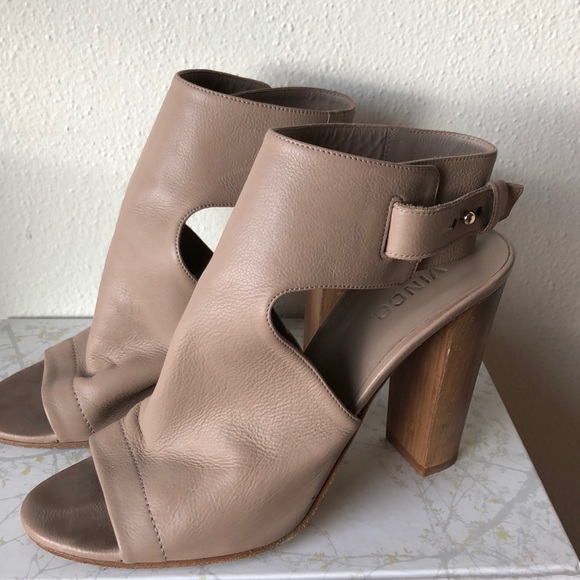 Vince Taupe Addie Open Toe Booties Sandals 9 1/2 - Picture 4 of 8
